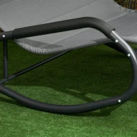 Outsunny Patio Outdoor Bed, Outdoor Chaise Sun Lounger for Two Person with Adjustable Canopy, Detachable Pillows, and Wheels for Sun Room, Garden, Poolside, Dark Gray(m-9)