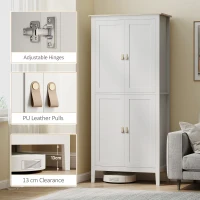 HOMCOM 69.5" Tall Kitchen Pantry Storage Cabinet with Motion Sensor LED Light, Modern Kitchen Pantry Cabinet, White(m-9)
