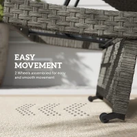 Outsunny Rattan Folding Outdoor Lounger Chair Recliner with 5-Level Adjustable Backrest, Wheels for Garden, Patio, Mixed Grey(m-6)