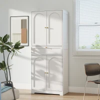 HOMCOM 72.4" Tall Kitchen Pantry Cabinet, Modern Freestanding Storage Cabinet with Shaker Doors and Adjustable Shelves, White(m-9)