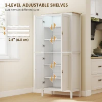 HOMCOM 69.5" Tall Kitchen Pantry Storage Cabinet with Motion Sensor LED Light, Modern Kitchen Pantry Cabinet, White(m-6)