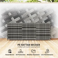 Outsunny 175 Gallon Outdoor Storage Box with Inner Liner, PE Rattan Wicker Deck Box with Pneumatic Bar Lift, Mixed Gray(m-7)