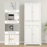 HOMCOM 72.4" Tall Kitchen Pantry Cabinet, Modern Freestanding Storage Cabinet with Shaker Doors and Adjustable Shelves, White(m-6)