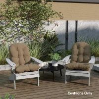 Outsunny Adirondack Chair Cushions Set of 2, Tufted High Back Patio Non-Slip Cushions for Adirondack Chairs, Khaki(m-8)
