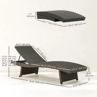 Outsunny Rattan Folding Outdoor Lounger Chair Recliner with 5-Level Adjustable Backrest, Wheels for Garden, Patio, Mixed Brown(m-3)