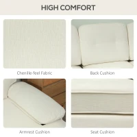 HOMCOM Modern Corner Couch with Right Chaise Lounge, Tufted 3-Seater Sofa with Wooden Legs for Living Room, Cream White(m-5)