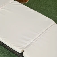 Outsunny Outdoor Lounger, Patio Lounger with 5-Level Adjustable Back, Headrest for Poolside, Garden, Backyard, Cream White(m-10)