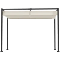 Outsunny 10' x 7' Patio Pergola with Retractable Canopy, Outdoor Sun Shelter, Yard Shade, Cream White(m-10)