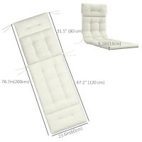 Outsunny 5" Thick Patio Chaise Lounge Lounge Chair Cushion with Backrest, Soft Cotton Padded for Indoor Outdoor Use, Cream White(m-3)