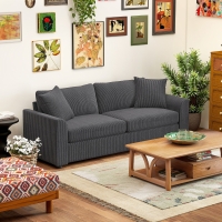 HOMCOM 3 Seater Sofa, 83.5" Modern Upholstered Couch with Pocket Spring and 2 Scatter Cushions for Living Room, Dark Grey