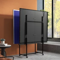 Soozier Full Size Table Tennis Table, Folding Ping Pong Table with Net, Paddles, Balls and Wheels, Blue(m-8)