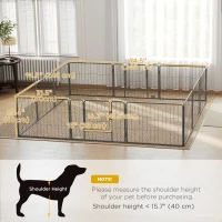 PawHut Dog Playpen, 31.5"W Heavy-Duty Metal Puppy Play Pen, Pet Exercise Fences for Outside and Indoor, DIY Design with Door for Small Dogs, 12 Panels, 23.5"H(m-3)