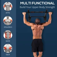 Soozier Pull Up Bar Wall Mount Chin Up Bar, Upper Body Strength Training Station with Non-Slip Foam for Home Gym, Black(m-4)