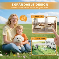 PawHut Heavy Duty Dog Playpen, 16 Panels Pet Playpen Dog Fence, Portable Puppy Exercise Pen, with 2 Doors Locking Latch, Outdoor or Indoor Use 23.5" Height(m-9)