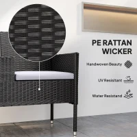 Outsunny Patio Furniture w/ Mid-Table PE Rattan Loveseat w/ Cushion, Light Grey(m-5)