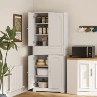 HOMCOM 72.4" Tall Kitchen Pantry Cabinet, Modern Freestanding Storage Cabinet with Shaker Doors and Adjustable Shelves, White(m-1)