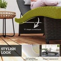 Outsunny Rattan Folding Outdoor Lounger Chair Recliner with 5-Level Adjustable Backrest, Wheels for Garden, Patio, Mixed Brown(m-4)