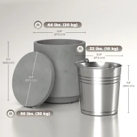 HOMCOM 2.6 Gal Outdoor Side Table, 3-In-1 Concrete Cooler Bar Table with Storage, Removable Ice Bucket and Lid, Light Grey(m-3)