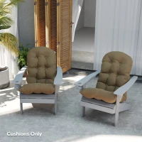 Outsunny Adirondack Chair Cushions Set of 2, Tufted High Back Patio Non-Slip Cushions for Adirondack Chairs, Khaki(m-7)