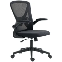 Vinsetto Mid-Back Mesh Home Office Chair, Ergonomic Computer Task Chair with Lumbar Back Support, Adjustable Height, and Flip-Up Arms, Black(m-11)