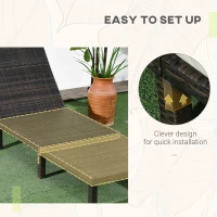 Outsunny Outdoor Lounger, Patio Lounger with 5-Level Adjustable Back, Headrest for Poolside, Garden, Backyard, Cream White(m-7)