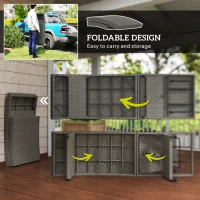 Outsunny Rattan Folding Outdoor Lounger Chair Recliner with 5-Level Adjustable Backrest, Wheels for Garden, Patio, Mixed Grey(m-7)