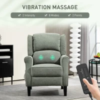 HOMCOM Push Back Recliner Chair, Vibration Massage Recliner for Living Room with Extendable Footrest, Remote, Dark Green(m-4)