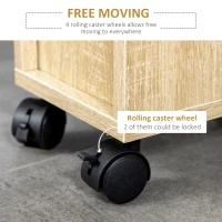 kleankin Freestanding Compact Design Bathroom Cabinet with 2 Open Cabinets, 1 Door Cabinet, 1 Drawer and 4 Rolling Wheels, Oak Grain Color(m-5)