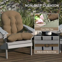 Outsunny Adirondack Chair Cushions Set of 2, Tufted High Back Patio Non-Slip Cushions for Adirondack Chairs, Khaki(m-6)