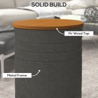 HOMCOM Round Side Table Set of 2, Nesting Coffee Tables w/ Wooden Lid, Galvanized Sheet Frame and Hidden Storage Space, Grey(m-6)