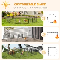 PawHut Heavy Duty Dog Playpen, 16 Panels Pet Playpen Dog Fence, Portable Puppy Exercise Pen, with 2 Doors Locking Latch, Outdoor or Indoor Use 23.5" Height(m-4)