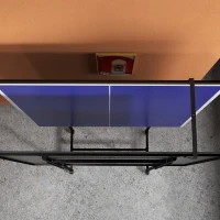 Soozier Full Size Table Tennis Table, Folding Ping Pong Table with Net, Paddles, Balls and Wheels, Blue(m-10)