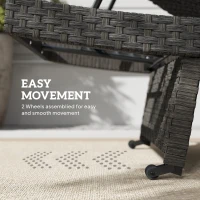 Outsunny Rattan Folding Outdoor Lounger Chair Recliner with 5-Level Adjustable Backrest, Wheels for Garden, Patio, Mixed Brown(m-6)