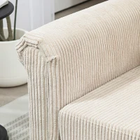 HOMCOM Vintage Loveseat, Upholstered Love Seat Furniture, Fabric 2 Seater Sofa with Rolled Arms, Rubber Wood Legs, Beige(m-9)