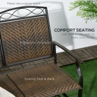 Outsunny Outdoor Glider Loveseat, Steel Frame Rattan Gliding Chair, Mixed Brown(m-6)