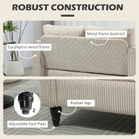 HOMCOM Vintage Loveseat, Upholstered Love Seat Furniture, Fabric 2 Seater Sofa with Rolled Arms, Rubber Wood Legs, Beige(m-5)