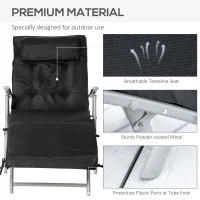 Outsunny Outdoor Folding Chaise Lounge Chair Recliner with Portable Design, Adjustable Backrest, Cushion and Headrest, Black(m-7)