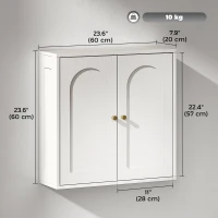 HOMCOM Medicine Cabinet, Modern Bathroom Wall Cabinet with 2 Arched Doors and Gold Handles, White Wood Grain(m-3)