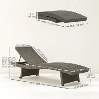 Outsunny Rattan Folding Outdoor Lounger Chair Recliner with 5-Level Adjustable Backrest, Wheels for Garden, Patio, Mixed Grey(m-3)