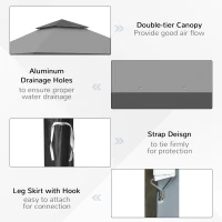 Outsunny 13' x 13' Pop Up Party Tent Outdoor Canopy with Top Vent, 3-Level Adjustable Height, and Roller Bag, Grey(m-7)