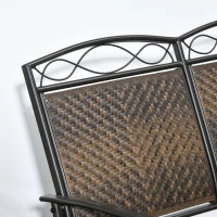 Outsunny Outdoor Glider Loveseat, Steel Frame Rattan Gliding Chair, Mixed Brown(m-7)