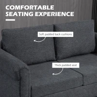HOMCOM Vintage Loveseat, Upholstered Love Seat Furniture, Chenille-feel Fabric 2 Seater Sofa Couch with Rolled Arms, Gourd-Shaped Rubber Wood Legs for Living Room, Dark Grey(m-4)