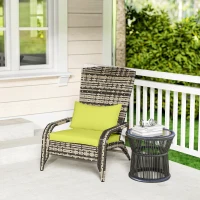 Outsunny Patio Wicker Adirondack Chair, Outdoor PE Rattan Fire Pit Chair, Muskoka Chair w/ Soft Cushions, Tall Curved Backrest and Comfortable Armrests for Deck or Garden, Green(m-9)