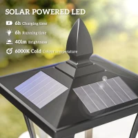 Outsunny Single Solar Lamp Post, 40 Lumens Garden Solar-Powered LED Streetlight Style Outdoor Light Waterproof 5-6 Hours with Base for Lawn Pathway Walkway 63"H, Black(m-4)