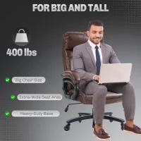 Vinsetto Big and Tall Office Chair, 400 lbs, Executive Computer Chair with PU Leather, Adjustable Height, Brown(m-4)