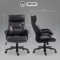 Vinsetto Big and Tall Office Chair, 400 lbs, Executive Computer Desk Chair with PU Leather, Swivel Wheels, Black(m-3)