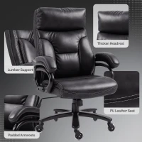 Vinsetto Big and Tall Office Chair, 400 lbs, Executive Computer Desk Chair with PU Leather, Swivel Wheels, Black(m-7)