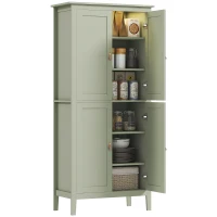HOMCOM 69.5" Tall Kitchen Pantry Storage Cabinet with Motion Sensor LED Light, Modern Kitchen Pantry Cabinet, Green(m-2)