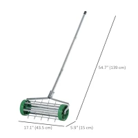 Outsunny Manual Lawn Aerator with Adjustable Handle, Lawn Aerator Machine, Grass Aerator for Lawn, Yard, Garden(m-3)