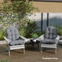 Outsunny Adirondack Chair Cushions Set of 2, Tufted High Back Patio Non-Slip Cushions for Adirondack Chairs, Gray(m-8)